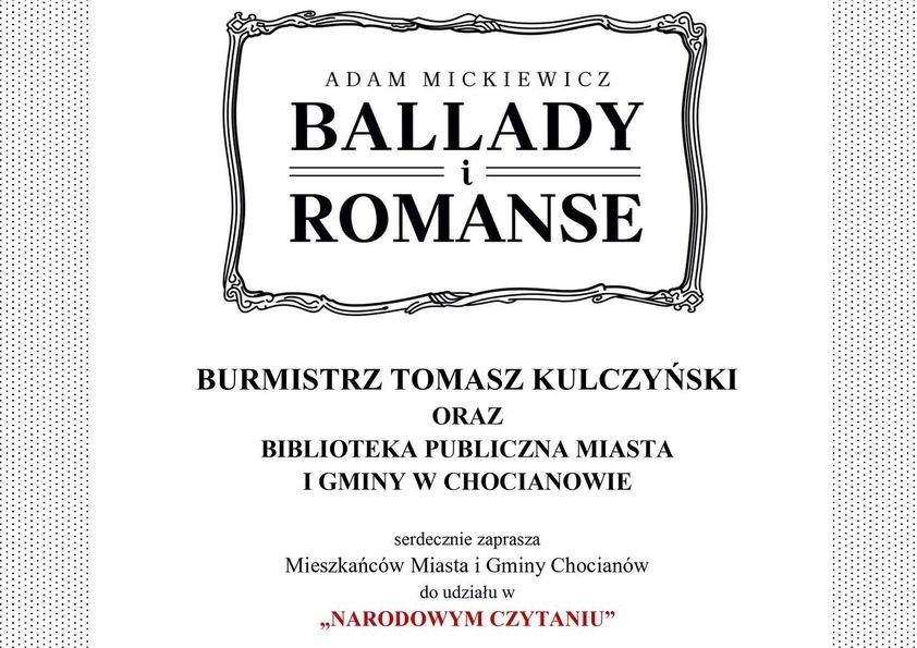 Ballady i Romanse Mickiewicza także w Chocianowie 